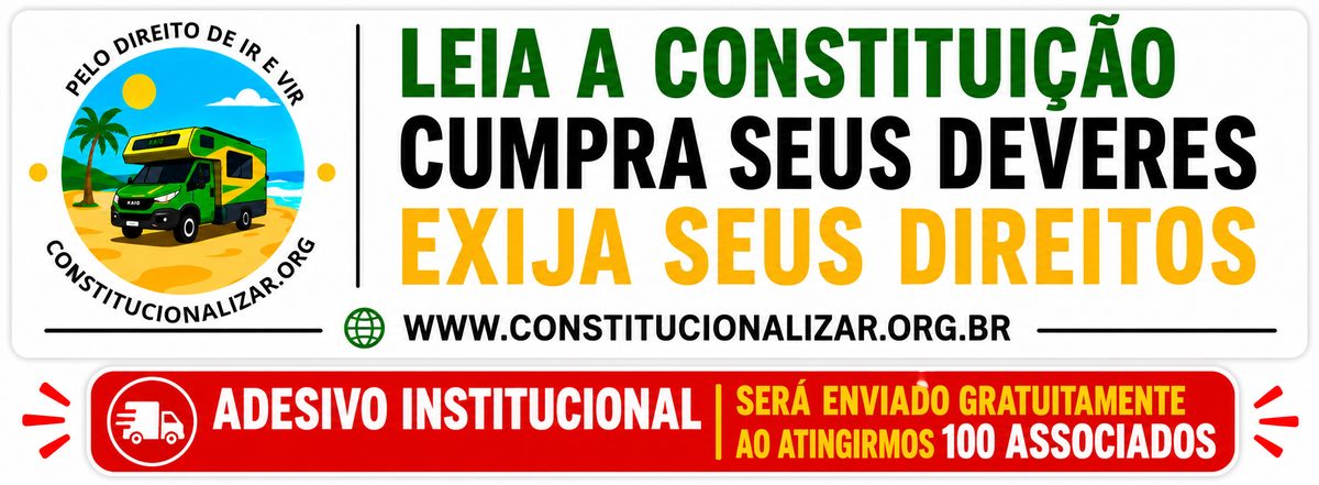 Adesivo institucional da Constitucionalizar com lema 'Leia a Constituição, cumpra seus deveres, exija seus direitos'